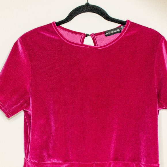 Pretty Little Thing - Hot Pink Velvet Unitard - Picture 6 of 14